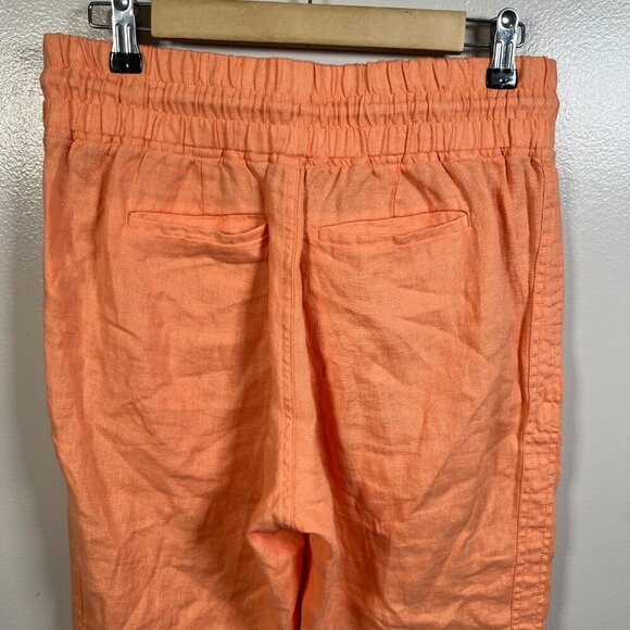 Athleta Cabo Linen Jogger Pants Size 6 Cactus Peach Coral Travel Beach Coastal - Picture 8 of 11